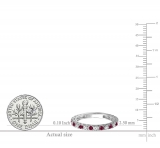 1.00 Carat (ctw) 10K White Gold Round Ruby And White Diamond Eternity Sizeable Stackable Ring Anniversary Wedding Band 1 CT