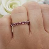 1.10 Carat (ctw) 14K White Gold Round Ruby Eternity Sizeable Stackable Ring Anniversary Wedding Band 1 CT