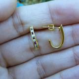 0.25 Carat (ctw) 10K Yellow Gold Round Ruby & White Diamond Ladies Fancy J Shaped Hoop Earrings 1/4 CT