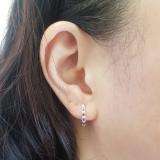 0.20 Carat (ctw) 10K White Gold Round White Diamond And Ruby Ladies Hoop Earrings 1/5 CT
