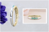 0.12 Carat (ctw) 18K Yellow Gold Plated Sterling Silver Round Green Emerald Men's Seven Stone Wedding Band