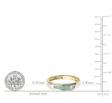 0.12 Carat (ctw) 18K Yellow Gold Plated Sterling Silver Round Green Emerald Men's Seven Stone Wedding Band