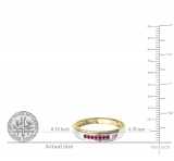 0.12 Carat (ctw) 18K Yellow Gold Plated Sterling Silver Round Red Ruby Men's Seven Stone Wedding Band