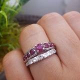 1.75 Carat (ctw) 10k White Gold Princess & Round Ruby and White Moissanite Ladies Bridal Engagement Ring Set 1 3/4 CT