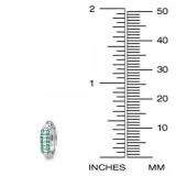 0.30 Carat (ctw) 10k White Gold Round Green Emerald & White Diamond Ladies Pave Set Huggies Hoop Earrings 1/3 CT