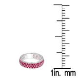 1.30 Carat (ctw) 14K White Gold Round Ruby Ladies Pave Set Anniversary Wedding Eternity Ring Band 1 1/3 CT