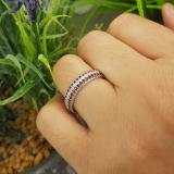 1.30 Carat (ctw) 14K White Gold Round White Diamond & Ruby Ladies Pave Set Anniversary Wedding Eternity Ring Band 1 1/3 CT