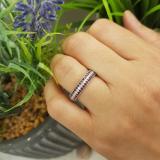 1.30 Carat (ctw) 14K White Gold Round White Diamond & Ruby Ladies Pave Set Anniversary Wedding Eternity Ring Band 1 1/3 CT