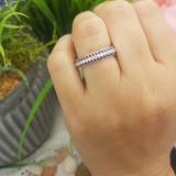 1.30 Carat (ctw) 14K White Gold Round White Diamond & Ruby Ladies Pave Set Anniversary Wedding Eternity Ring Band 1 1/3 CT