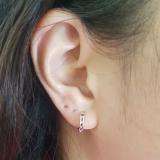 0.15 Carat (ctw) Small 11mm Sterling Silver Round Ruby & White Diamond Huggie Hoop Earrings