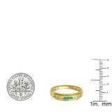 0.15 Carat (ctw) 18K Yellow Gold Plated Sterling Silver 3 Stone Round Green Emerald Cross Design Men's Band Ring