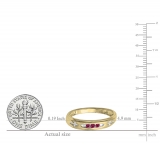0.15 Carat (ctw) 18K Yellow Gold Plated Sterling Silver 3 Stone Round Ruby Cross Design Men's Band Ring