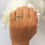 0.25 Carat (ctw) 10k White Gold Round Green Emerald And White Diamond Ladies Bridal Promise Engagement Wedding Set Ring with Matching Band 1/4 CT