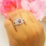 1.30 Carat (ctw) 10k White Gold Round Ruby And White Diamond Ladies Split Shank Halo Vintage Bridal Engagement Ring
