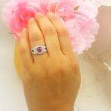 1.30 Carat (ctw) 14k White Gold Round Ruby And White Diamond Ladies Split Shank Halo Vintage Bridal Engagement Ring