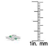 0.50 Carat (ctw) 10k White Gold Round Green Emerald And White Diamond Ladies Swirl Bridal Engagement Ring Matching Band Set 1/2 CT