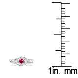0.50 Carat (ctw) 18k White Gold Round Ruby And White Diamond Ladies Swirl Bridal Engagement Ring Matching Band Set 1/2 CT