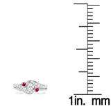 0.50 Carat (ctw) 10k White Gold Round Ruby And White Diamond Ladies Swirl Bridal Engagement Ring Matching Band Set 1/2 CT