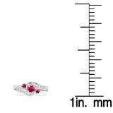 0.50 Carat (ctw) 10k White Gold Round Ruby And White Diamond Ladies Swirl Bridal Engagement Ring Matching Band Set 1/2 CT
