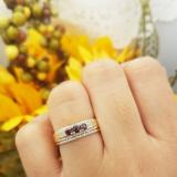 0.40 Carat (ctw) 10k Yellow Gold Round Ruby And White Diamond Ladies 3 Stone Bridal Ring Engagement Set