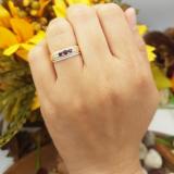 0.40 Carat (ctw) 10k Yellow Gold Round Ruby And White Diamond Ladies 3 Stone Bridal Ring Engagement Set