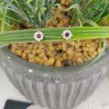 0.33 Carat (ctw) 10K White Gold Round Cut Ruby & White Diamond Round Shape Cluster Earrings 1/3 CT Look of 1 CT