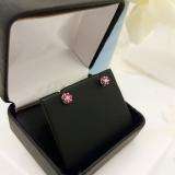 0.20 Carat (ctw) 10k White Gold Round Ruby & White Diamond Ladies Cluster Flower Earrings 1/5 CT