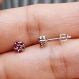 0.20 Carat (ctw) 14k White Gold Round Ruby Ladies Cluster Flower Earrings 1/5 CT