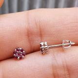 0.20 Carat (ctw) 14k White Gold Round Ruby Ladies Cluster Flower Earrings 1/5 CT