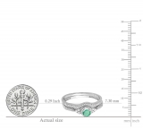 0.33 Carat (ctw) 10k White Gold Round Green Emerald And White Diamond Ladies Halo Style Bridal Engagement Ring Matching Band Set 1/3 CT