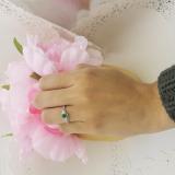 0.38 Carat (ctw) 18k White Gold Round White Diamond And Green Emerald Ladies Swirl Bridal Engagement Ring