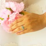 0.45 Carat (ctw) 14k White Gold Round Green Emerald And White Diamond Ladies Bridal Halo Style Engagement Ring With Wedding Band Set 1/2 CT
