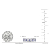 Round Tanzanite & 0.22 CT White Diamond Anniversary Wedding Band For Women in 925 Sterling Silver