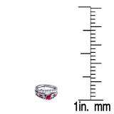 1.75 Carat (ctw) 14k White Gold Princess & Round White Diamond And Red Ruby Ladies Bridal Ring Set Engagement Set 1 3/4 CT