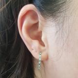 0.50 Carat (ctw) 14k White Gold Round Green Emerald And White Diamond Ladies Hoop Earrings 1/2 CT