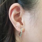 0.50 Carat (ctw) 14k White Gold Round Green Emerald And White Diamond Ladies Hoop Earrings 1/2 CT