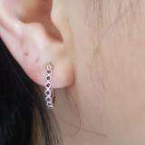 0.25 Carat (ctw) 18K White Gold Round Ruby Ladies Fine Dainty Hoop Earrings 1/4 CT