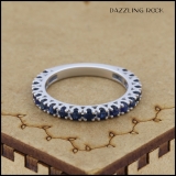 Dazzlingrock Collection 10K Round Blue Sapphire Eternity Sizeable Stackable Wedding Band Yellow Gold