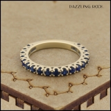 Dazzlingrock Collection 10K Round Blue Sapphire Eternity Sizeable Stackable Wedding Band Yellow Gold