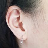 0.25 Carat (ctw) 10K White Gold Round White Diamond & Ruby Ladies Fine Dainty Hoop Earrings 1/4 CT