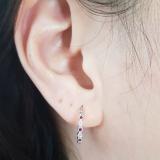 0.25 Carat (ctw) 10K White Gold Round White Diamond & Ruby Ladies Fine Dainty Hoop Earrings 1/4 CT
