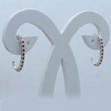 0.25 Carat (ctw) Sterling Silver Round Ruby Ladies Hoop Earrings 1/4 CT