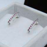 0.25 Carat (ctw) Sterling Silver Round Ruby Ladies Hoop Earrings 1/4 CT