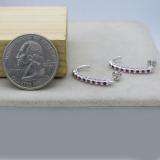 0.25 Carat (ctw) Sterling Silver Round Ruby Ladies Hoop Earrings 1/4 CT