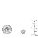 5 mm Heart Aquamarine & Round White Diamond Ladies Halo Stud Earrings  10K Rose Gold
