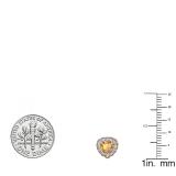 5 mm Heart Citrine & Round White Diamond Ladies Halo Stud Earrings  10K Rose Gold