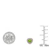 5 mm Heart Peridot & Round White Diamond Ladies Halo Stud Earrings  10K Rose Gold
