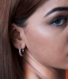 Round Amethyst & White Diamond Swirl Style Criss Cross Hoop Earrings for Women in 925 Sterling Silver