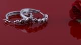 0.86 Carat (ctw) Round Garnet & White Diamond Hoop Earrings | Sterling Silver