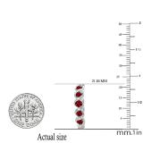 0.86 Carat (ctw) Round Garnet & White Diamond Hoop Earrings | Sterling Silver